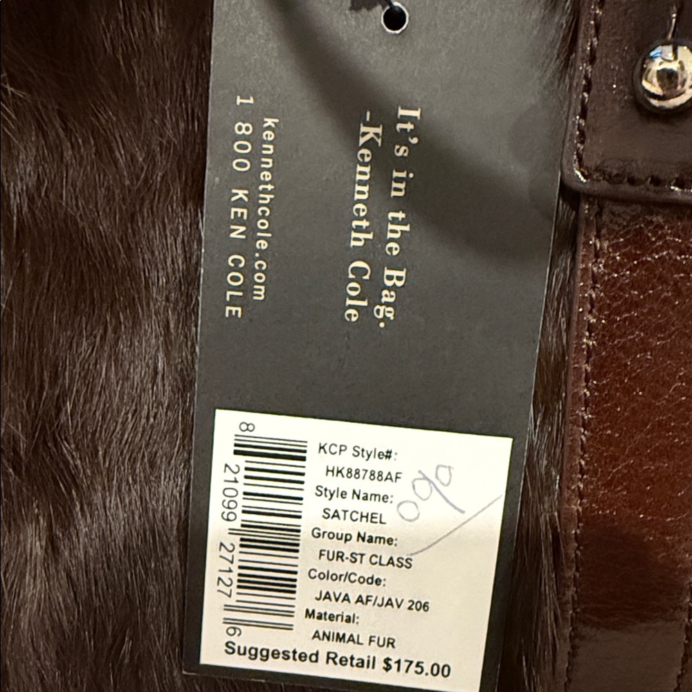 Kenneth Cole Java Fur Satchel w/matching Rabbit Fur Wrap from Lord & Taylor - Picture 14 of 14